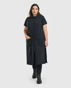 Women Alembika Jackets<Matrix Short Sleeve Duster, Black