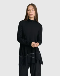 Women Alembika Tops & Tunics<Mazzy Mockneck Top, Black