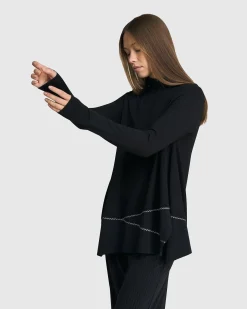Women Alembika Tops & Tunics<Mazzy Mockneck Top, Black