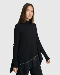 Women Alembika Tops & Tunics<Mazzy Mockneck Top, Black