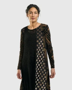 Women Alembika Dresses<Medallion A-Line Dress, Gold