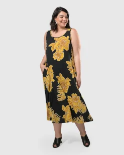 Women Alembika Dresses<Molokai Sleeveless Swing Maxi Dress, Gold