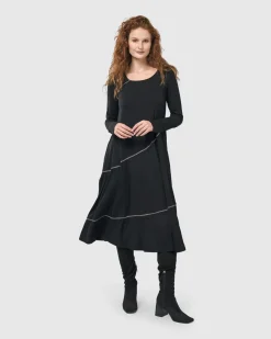 Women Alembika Dresses<Nightingale Pullover Midi Dress, Black