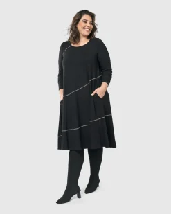 Women Alembika Dresses<Nightingale Pullover Midi Dress, Black