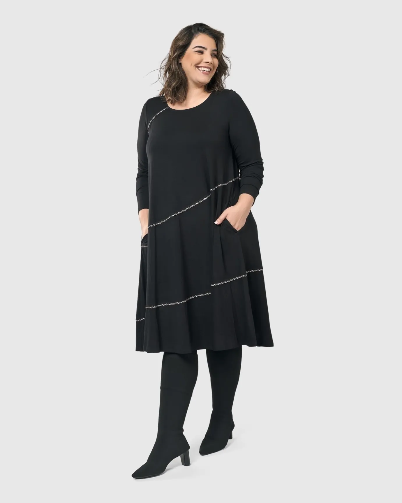 Women Alembika Dresses<Nightingale Pullover Midi Dress, Black