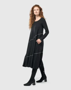 Women Alembika Dresses<Nightingale Pullover Midi Dress, Black