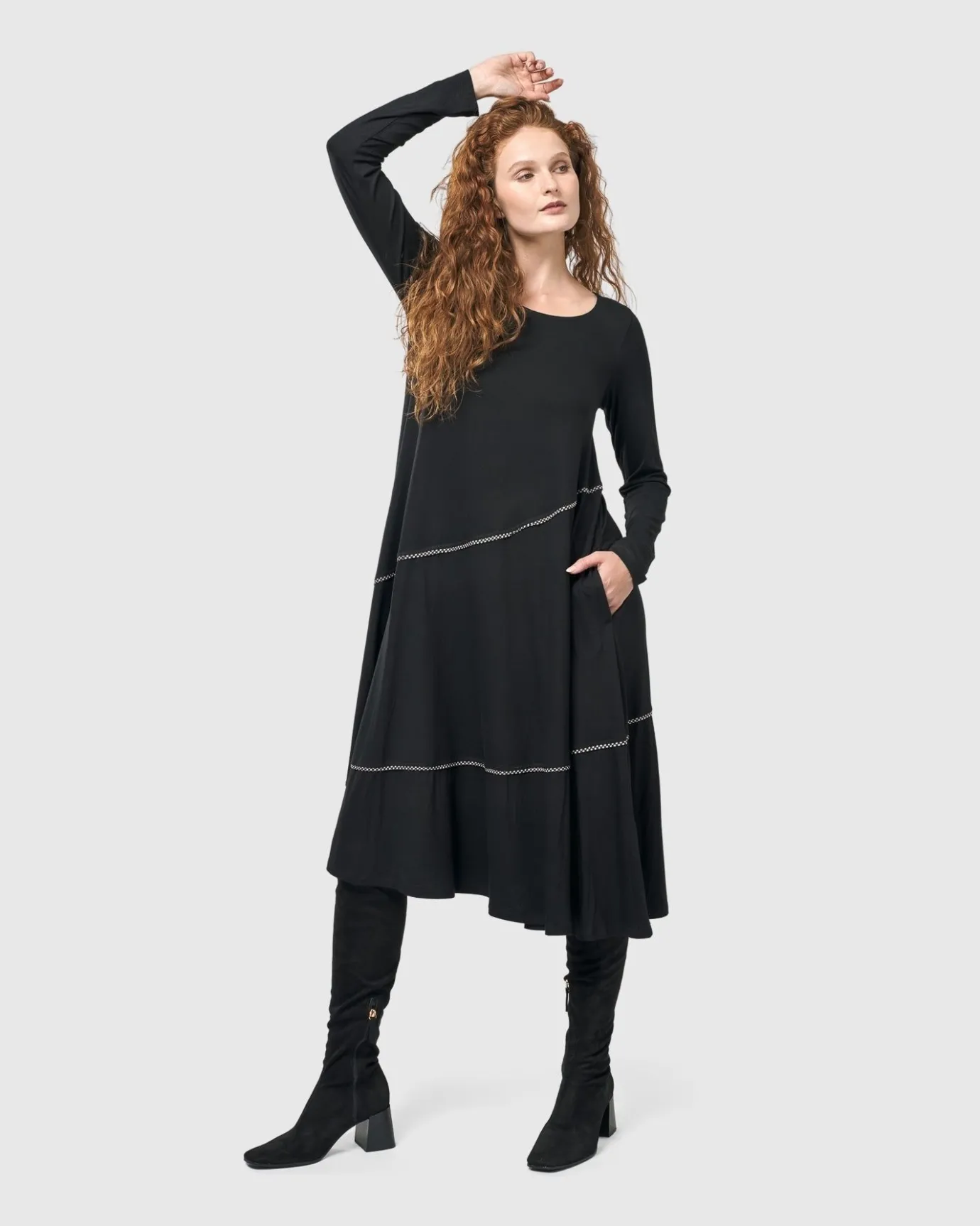 Women Alembika Dresses<Nightingale Pullover Midi Dress, Black