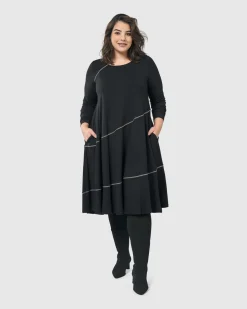 Women Alembika Dresses<Nightingale Pullover Midi Dress, Black