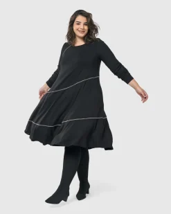 Women Alembika Dresses<Nightingale Pullover Midi Dress, Black