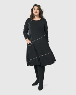 Women Alembika Dresses<Nightingale Pullover Midi Dress, Black