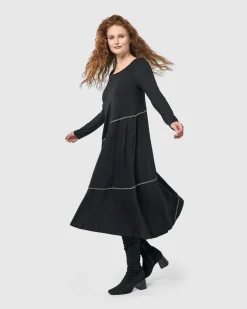 Women Alembika Dresses<Nightingale Pullover Midi Dress, Black