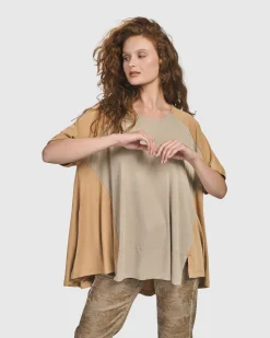 Women Alembika Tops & Tunics<Oasis Colorblock Trapeze Top, Tan