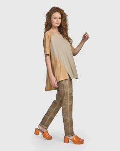 Women Alembika Tops & Tunics<Oasis Colorblock Trapeze Top, Tan