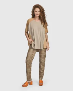 Women Alembika Tops & Tunics<Oasis Colorblock Trapeze Top, Tan