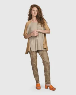 Women Alembika Tops & Tunics<Oasis Colorblock Trapeze Top, Tan