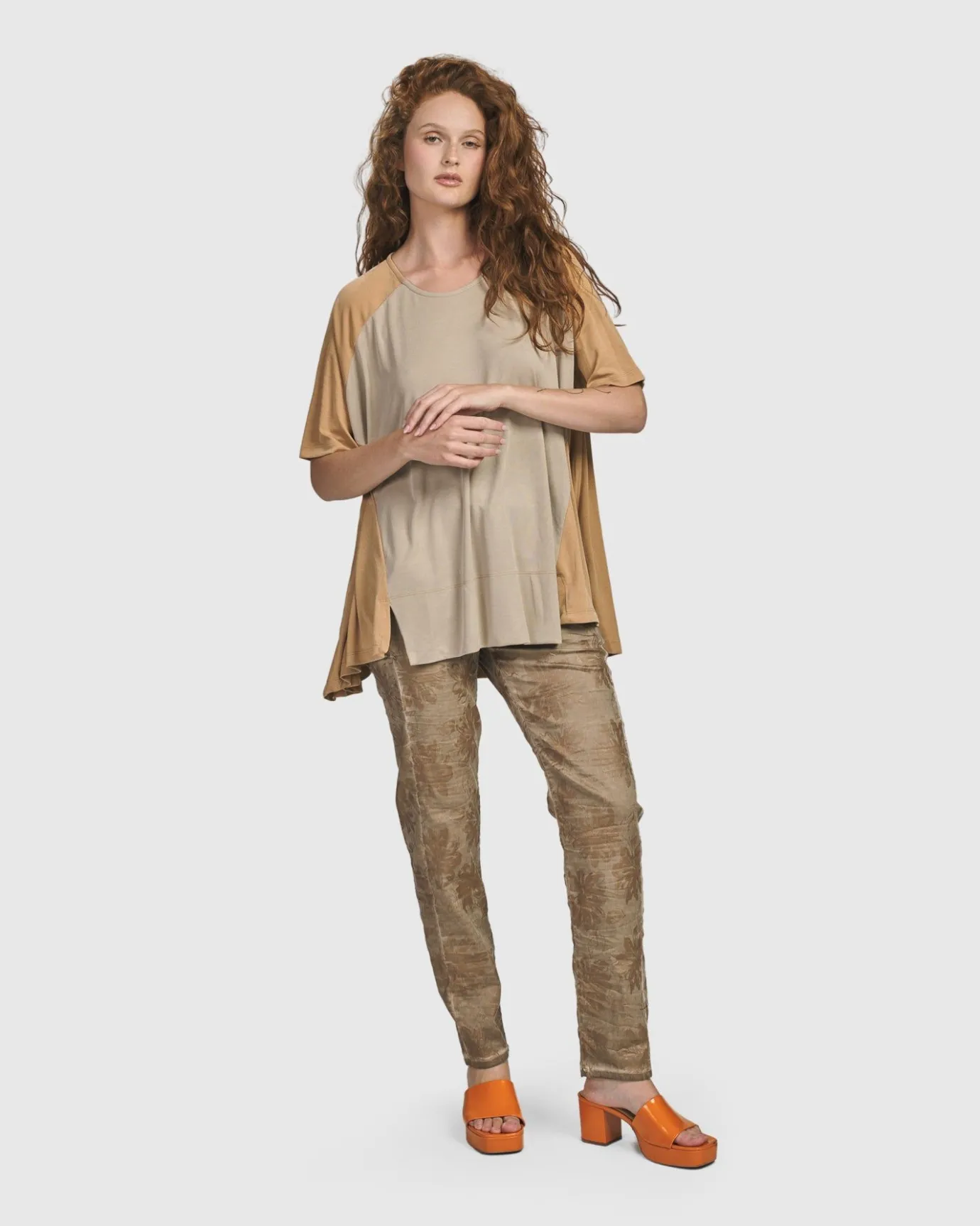 Women Alembika Tops & Tunics<Oasis Colorblock Trapeze Top, Tan