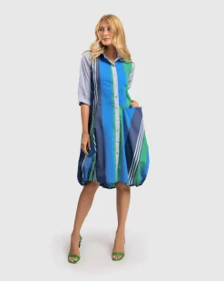 Women Alembika Dresses<Ocean Stripe Wonderful Dress, Marine