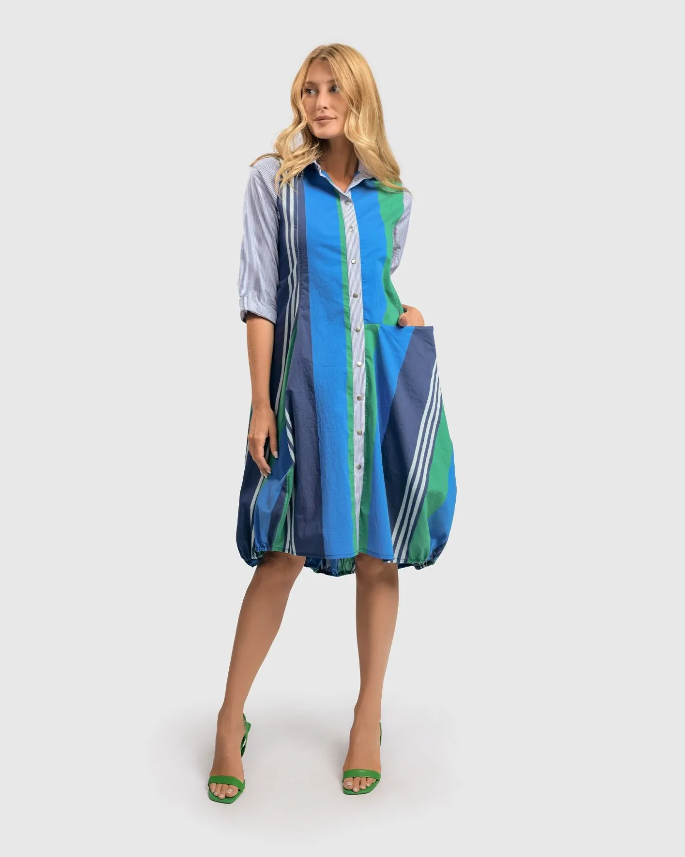 Women Alembika Dresses<Ocean Stripe Wonderful Dress, Marine