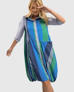 Women Alembika Dresses<Ocean Stripe Wonderful Dress, Marine