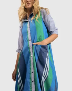 Women Alembika Dresses<Ocean Stripe Wonderful Dress, Marine