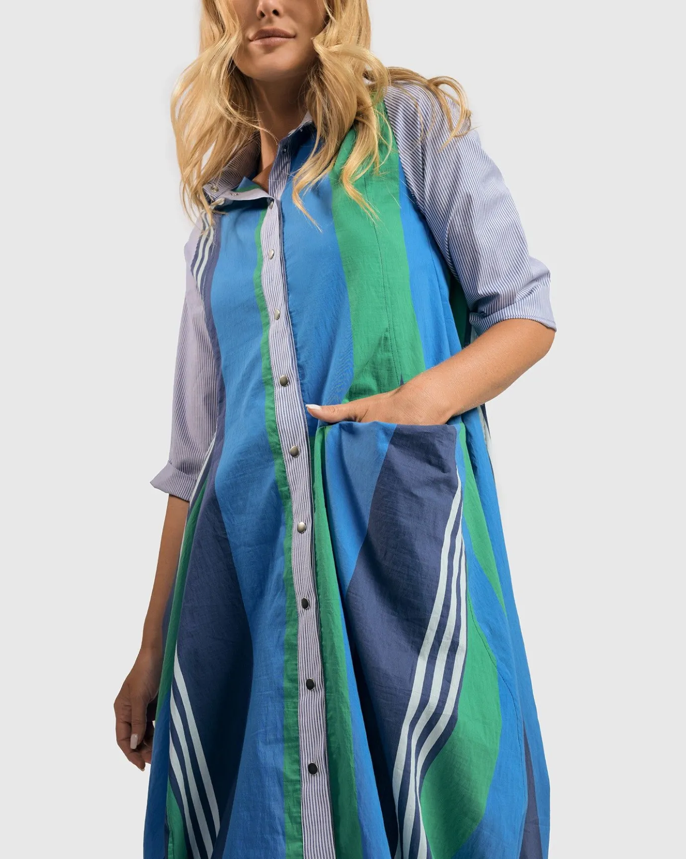 Women Alembika Dresses<Ocean Stripe Wonderful Dress, Marine