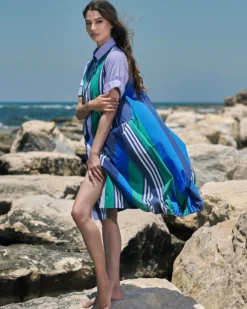 Women Alembika Dresses<Ocean Stripe Wonderful Dress, Marine