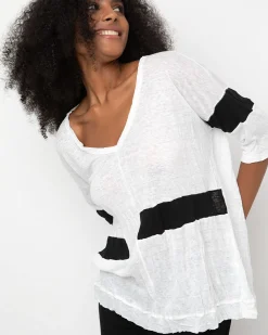 Women Alembika Tops & Tunics<Ozai N Ku Block V-Neck Tee, White