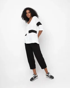 Women Alembika Tops & Tunics<Ozai N Ku Block V-Neck Tee, White