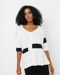 Women Alembika Tops & Tunics<Ozai N Ku Block V-Neck Tee, White