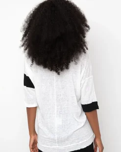 Women Alembika Tops & Tunics<Ozai N Ku Block V-Neck Tee, White