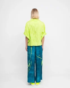 Women Alembika Tops & Tunics<Ozai N Ku Crinkle Funnel Shirt, Lime
