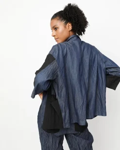 Women Alembika Jackets<Ozai N Ku Crinkle Patch Shirt Jacket, Denim