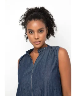 Women Alembika Dresses<Ozai N Ku Crinkle Shift Dress, Denim