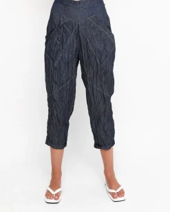 Women Alembika Pants & Skirts<Ozai N Ku Crinkle Stitch Capri Pants, Denim