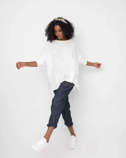 Women Alembika Pants & Skirts<Ozai N Ku Crinkle Stitch Capri Pants, Denim