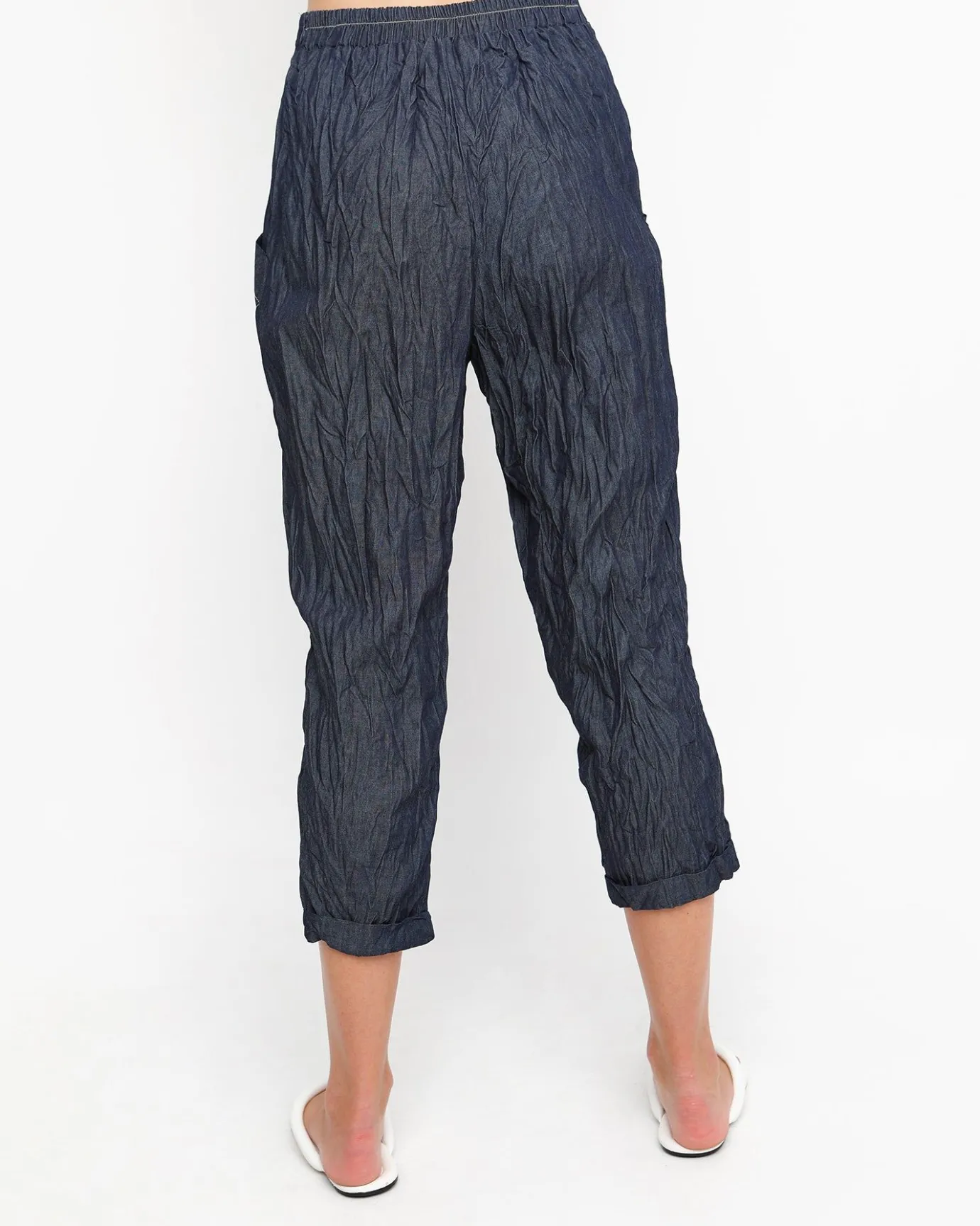 Women Alembika Pants & Skirts<Ozai N Ku Crinkle Stitch Capri Pants, Denim
