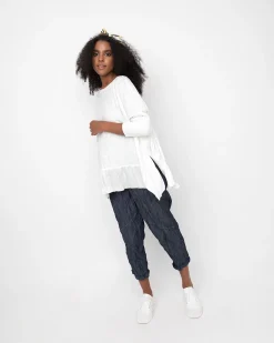 Women Alembika Pants & Skirts<Ozai N Ku Crinkle Stitch Capri Pants, Denim