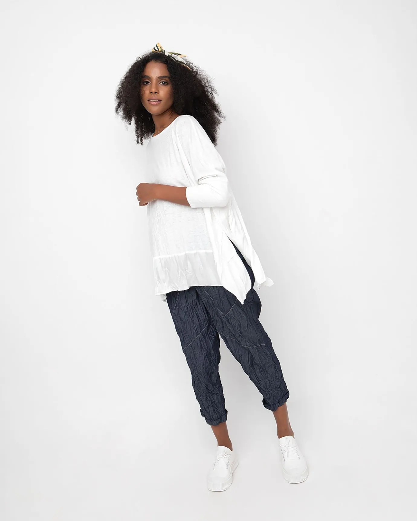 Women Alembika Pants & Skirts<Ozai N Ku Crinkle Stitch Capri Pants, Denim