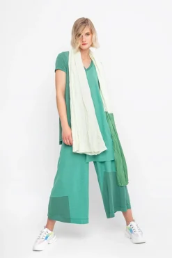 Women Alembika Pants & Skirts<Ozai N Ku Cropped Wide Leg Pants, Green