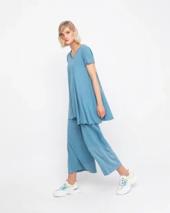 Women Alembika Pants & Skirts<Ozai N Ku Cropped Wide Leg Pants, Azure