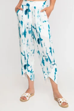 Women Alembika Pants & Skirts<Ozai N Ku Island Linen Tulip Pants, White/Turquoise