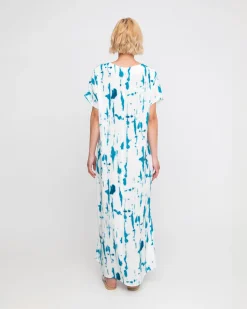 Women Alembika Dresses<Ozai N Ku Island Relaxed Maxi Dress, White/Turquoise