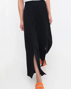 Women Alembika Pants & Skirts<Ozai N Ku Must-Have Slit-Front Flare Pants, Black