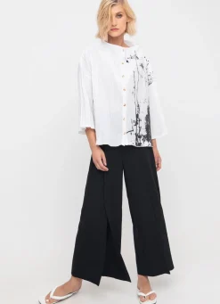 Women Alembika Pants & Skirts<Ozai N Ku Must-Have Slit-Front Flare Pants, Black