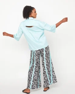 Women Alembika Tops & Tunics<Ozai N Ku Oceania Cutout Shirt, Azure