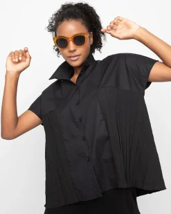 Women Alembika Tops & Tunics<Ozai N Ku Pleated Boxy Shirt, Black