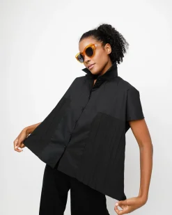Women Alembika Tops & Tunics<Ozai N Ku Pleated Boxy Shirt, Black