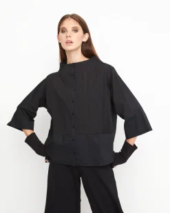 Women Alembika Tops & Tunics<Ozai N Ku Silky Boxy Shirt, Black