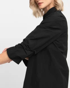 Women Alembika Tops & Tunics<Ozai N Ku Taffeta Scrunch Sleeve Shirt, Black