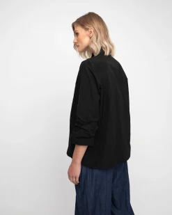 Women Alembika Tops & Tunics<Ozai N Ku Taffeta Scrunch Sleeve Shirt, Black